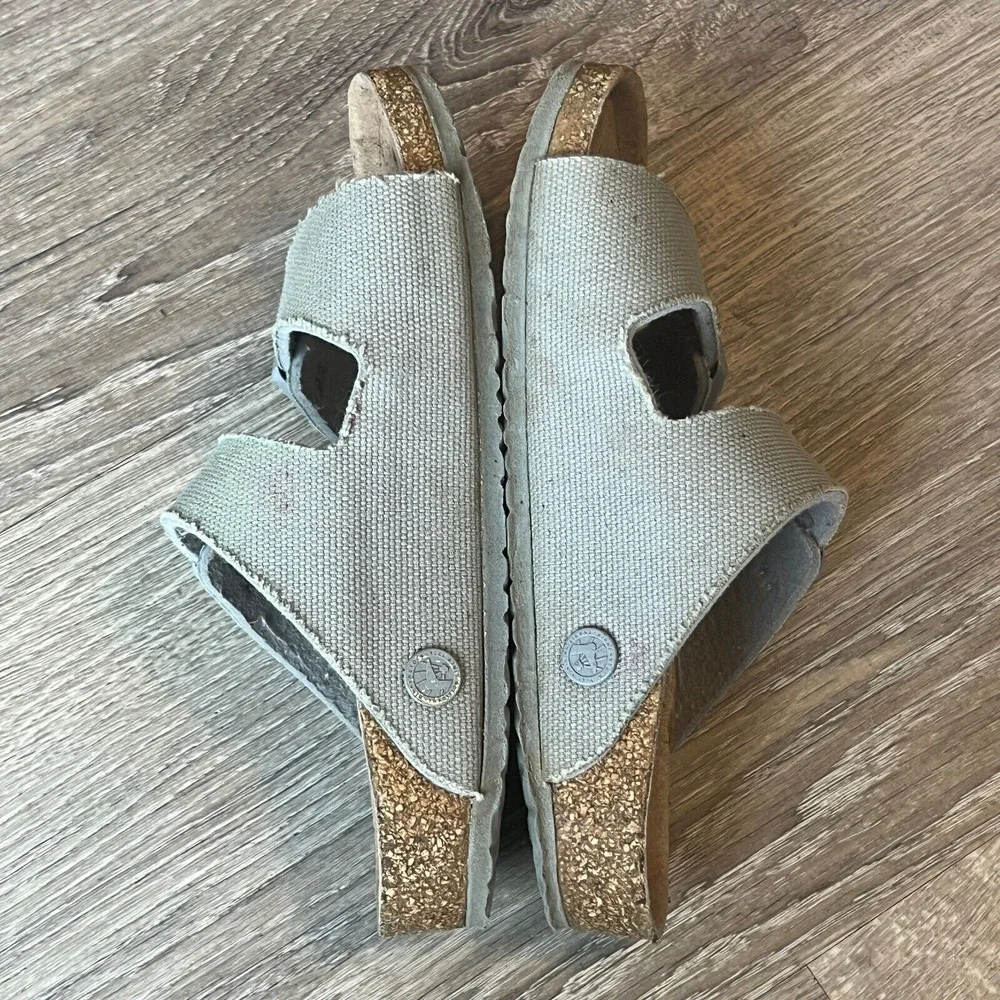 Birkenstock Arizona Kids‎ Vegan Light Green Canvas Unisex Big Kids 2-2.5 EU 33